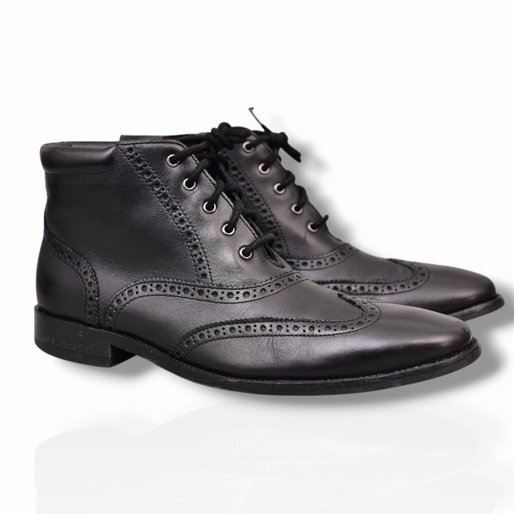 Cole Haan Men's Size 8 Williams Wingtip Chukka Black Leather Ankle Boot C20285